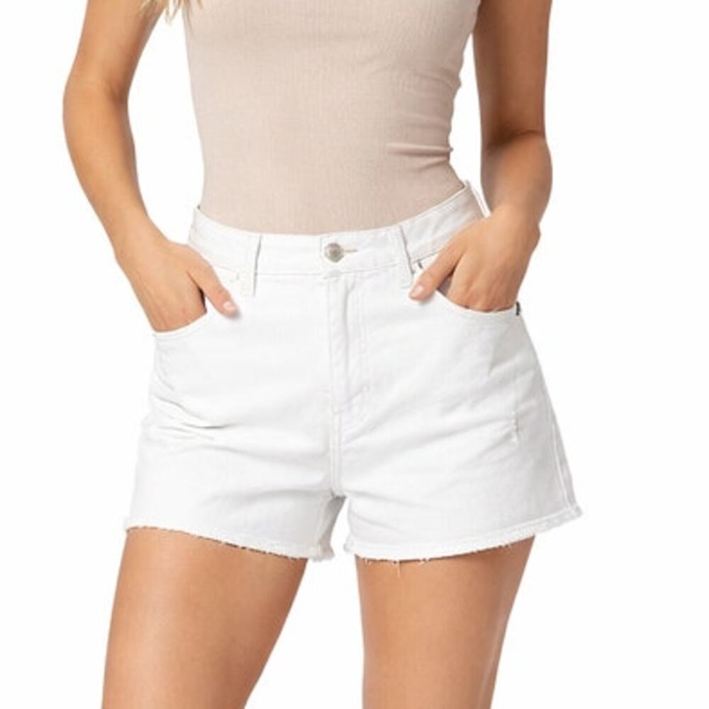 Free Assembly White Distressed Denim Shorts Size 12 NEW
